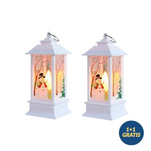 LanternLights, felinar pentru Crăciun cu lumină plăcută și steluțe sclipitoare (set de 2 bucăți - alb și roșu)
