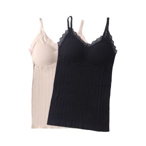 ComfortTop, 1 + 1 GRATUIT Set de 2 tricouri cu bretele, căptușite, negru și bej