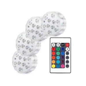GlowWaterLights, 4 dispozitive cu lumini LED rezistente la apă, cu telecomandă